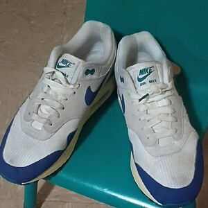 Nike Air Max Men's White and Blue Sneakers